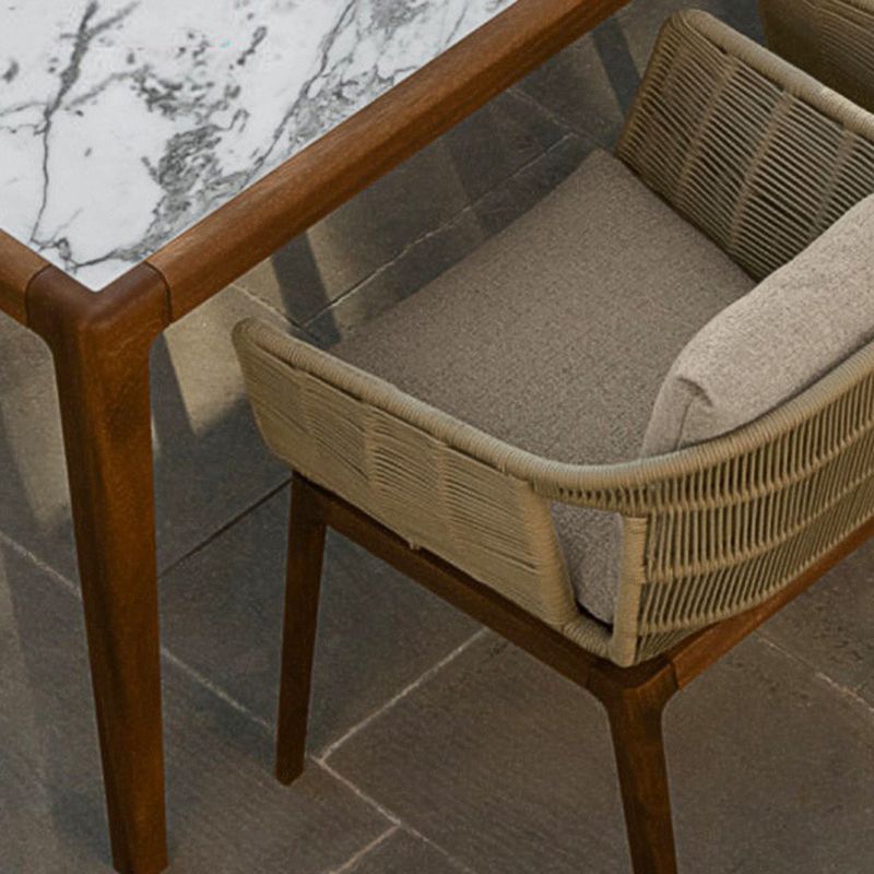 Boho Stone Dining Set 1/7 Piece Solid Wood Dining Table Set for Outdoor