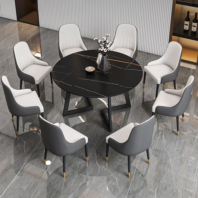 Tavolo da pranzo in pietra sinterizzato glam tavolo da pranzo da cucina standard con doppia base di piedistallo