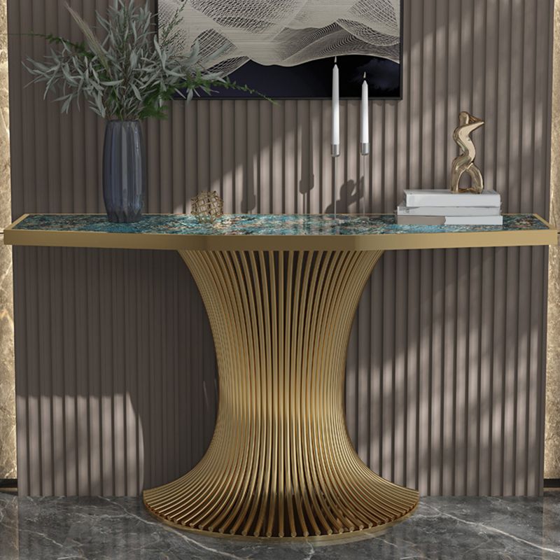 Glam Stone Sofa Console Table with Stainless Steel Bracket for Hall