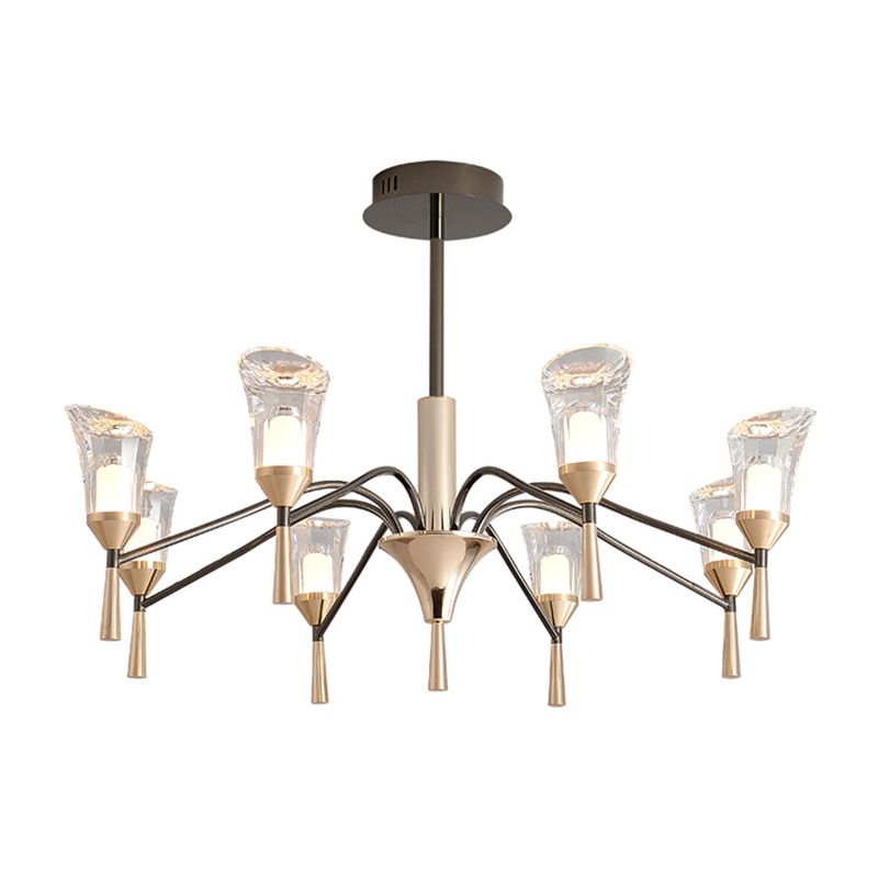 Conical Chandelier Postmodern Acrylic Gold Suspension Light for Living Room