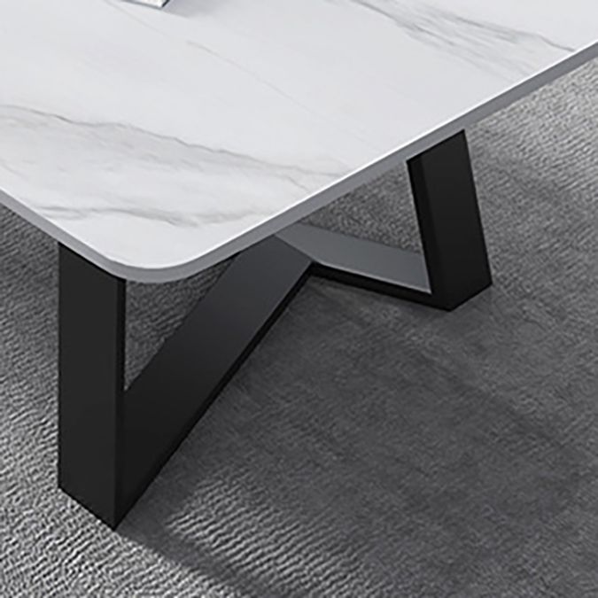 Contemporary Rectangular Coffee Table Trestle Marble Cocktail Table
