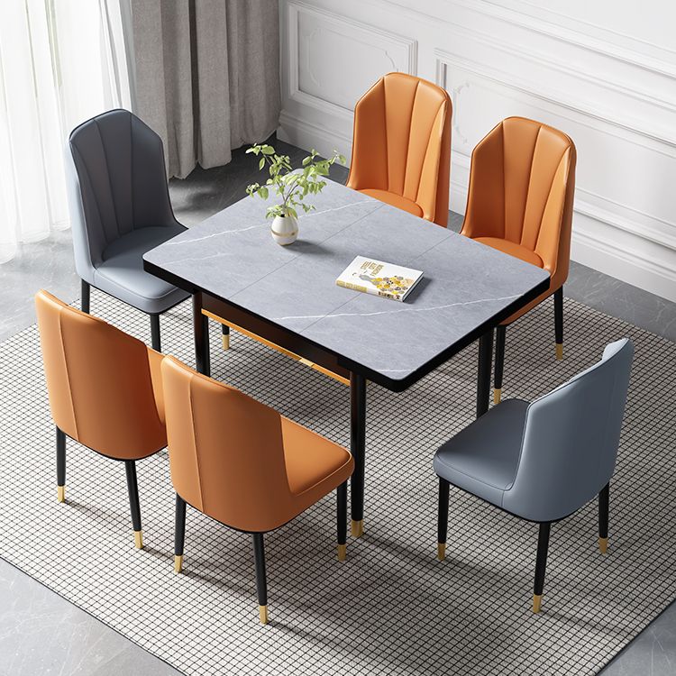 Industrial Style Stone 31.5''Dining Table Square 4 Legs Table for Dining Room