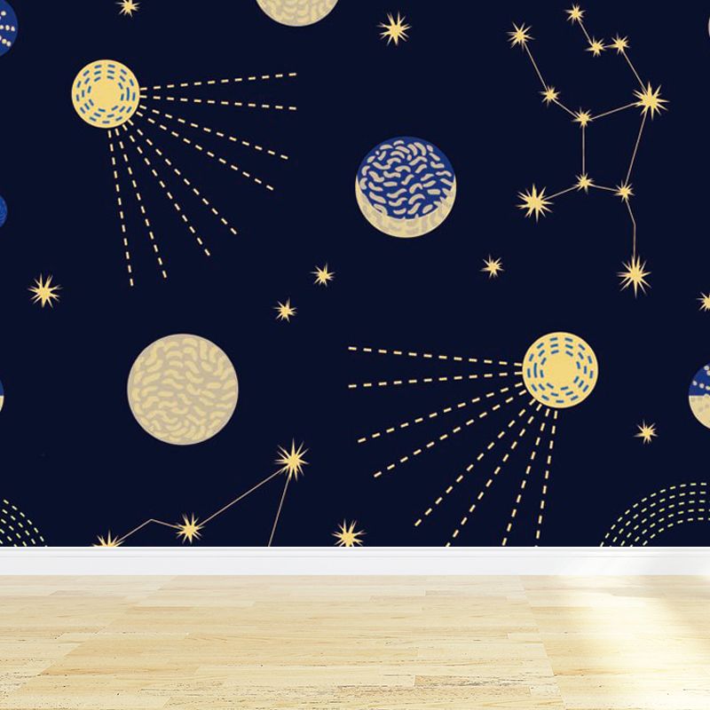Pastel Color Modern Mural Wallpaper Universe Scenery Wall Covering for Guest Room