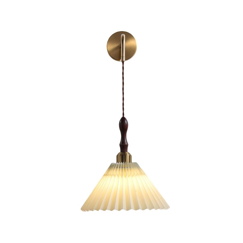 Nordic Style Wall Light Cone Shape Wall Lamp with Fabric Shade for Bedroom