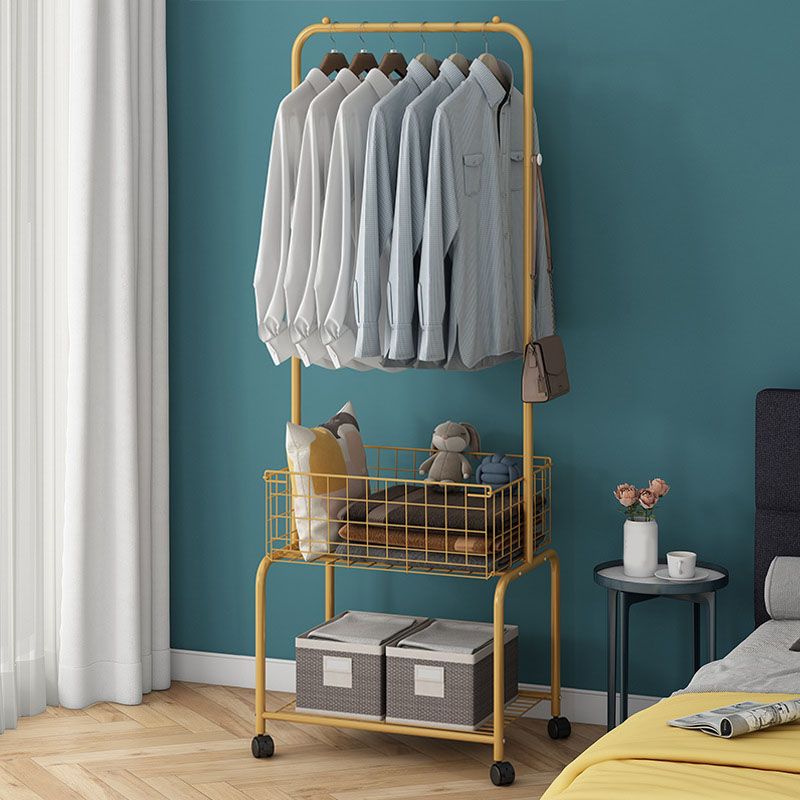 Gorgeous Coat Hanger Storage Shelving Metal Coat Rack with Castors