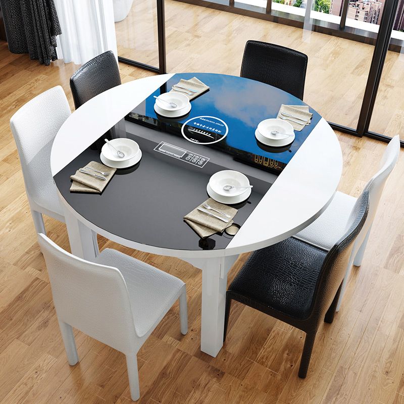 Contemporary Tempered Glass Top Dining Room Set Folding for Kitchen