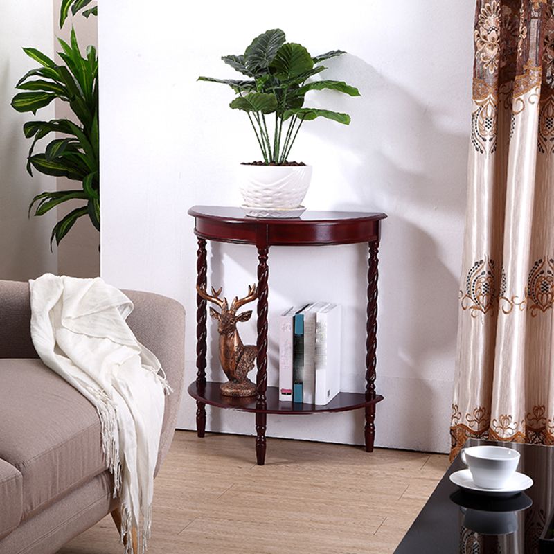 4 Legs Half Moon Wood Mid-Century Modern Console Table for Hall