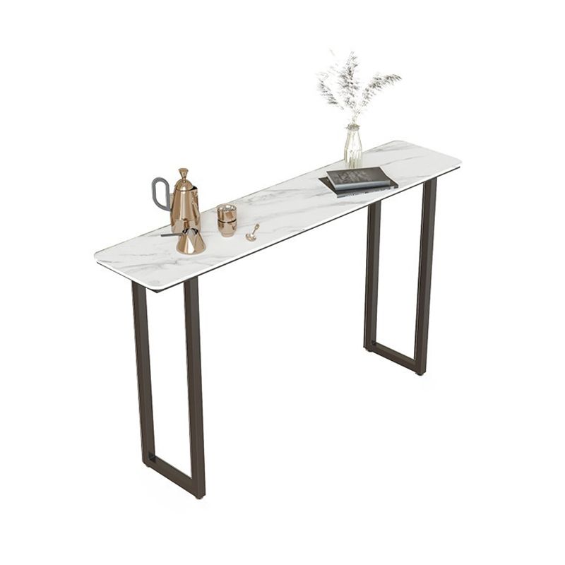 Contemporary Pub Table with Sled Polished Finish Stone Top Bar Table