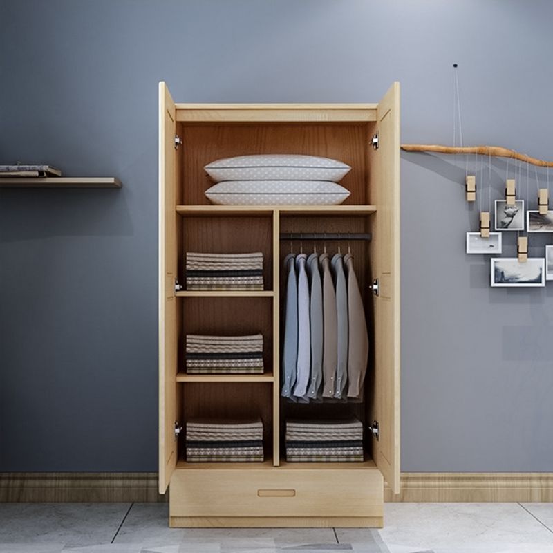 Modern Solid Wood Wardrobe Cabinet Bedroom Armoire with Doors