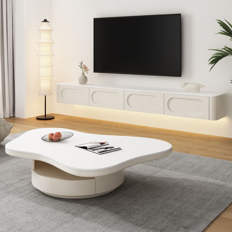 Slate Top Coffee Table Abstract Coffee Cocktail Table with Storage Drawers