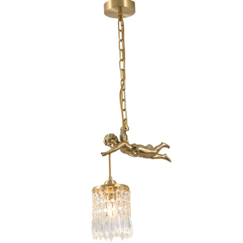 Luxury Indoor Pendant Light, Metal Angel Top 1-Light Pendant Lighting in Brass Color