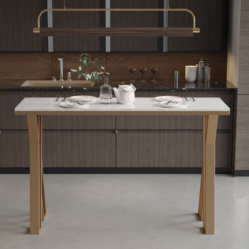 Stone Bar Dining Table Modern Rectangle Bar Table with 4 Legs Pedestal for Dining Room