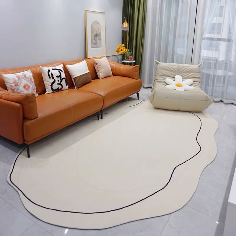 Novelty Shade Tribal Diamond Rug Beige Polyester Carpet Stain Resistant Rug for Bedroom
