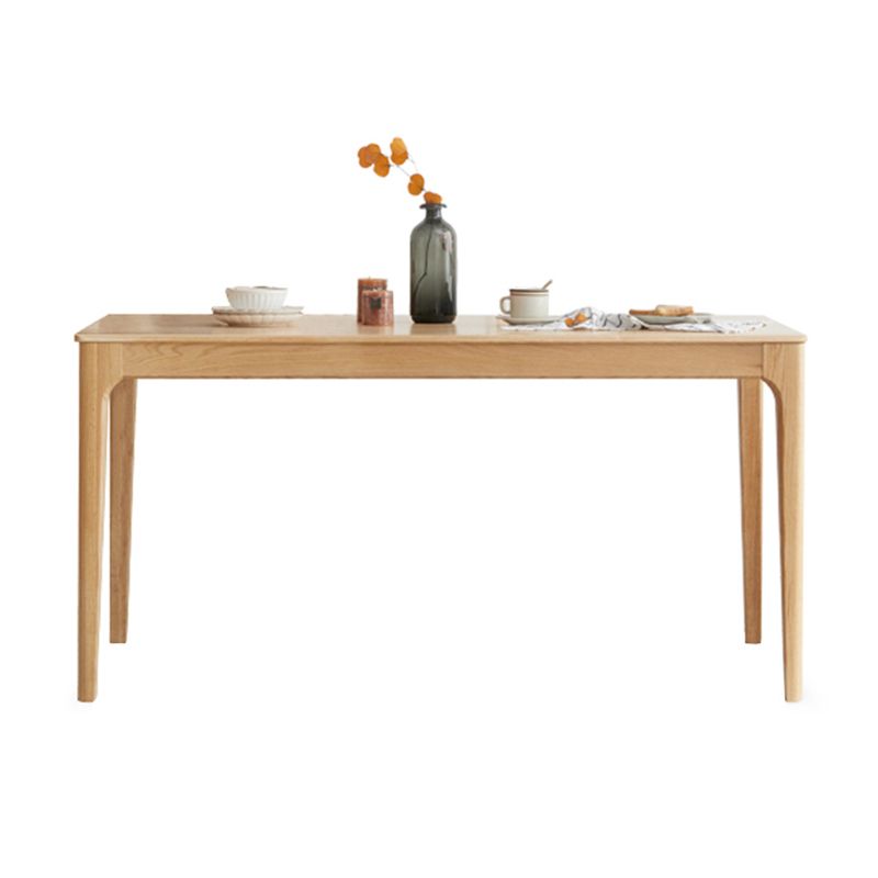 Mesa de comedor marrón de estilo moderno, mesa de comedor rectangular de madera maciza de 4 patas para el hogar