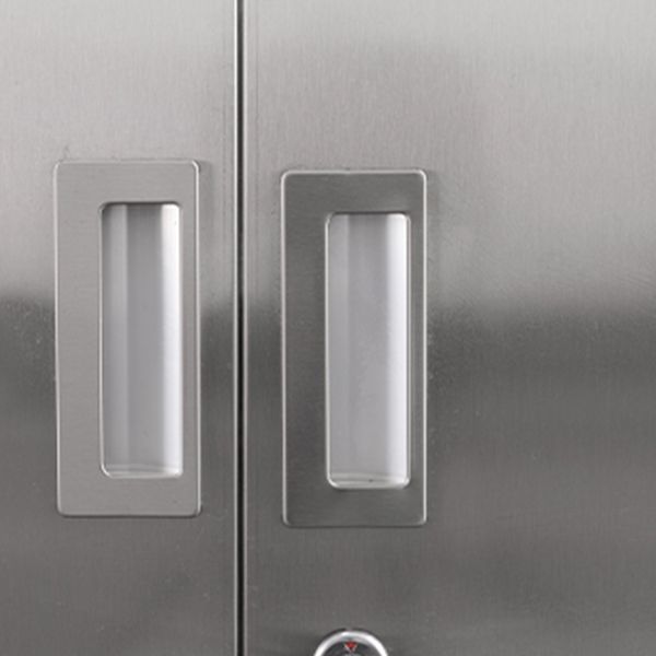 Contemporary Steel Indoor Cabinet Silver Storage Cabinet with Hinged Doors