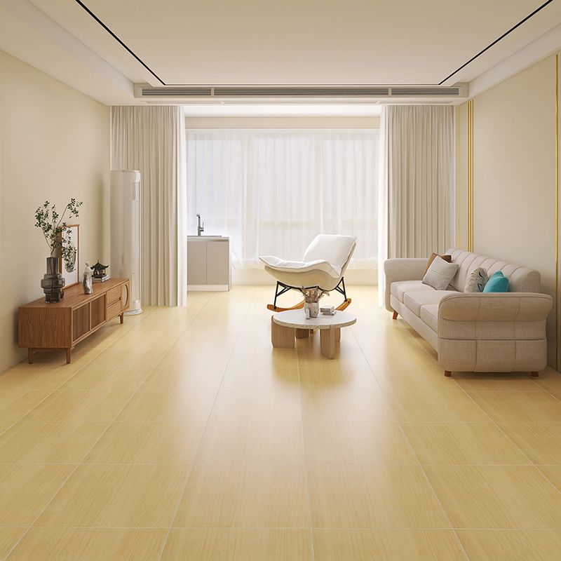 Modern Style Floor Tile Solid Color Straight Edge Wooden Effect Square Floor Tile