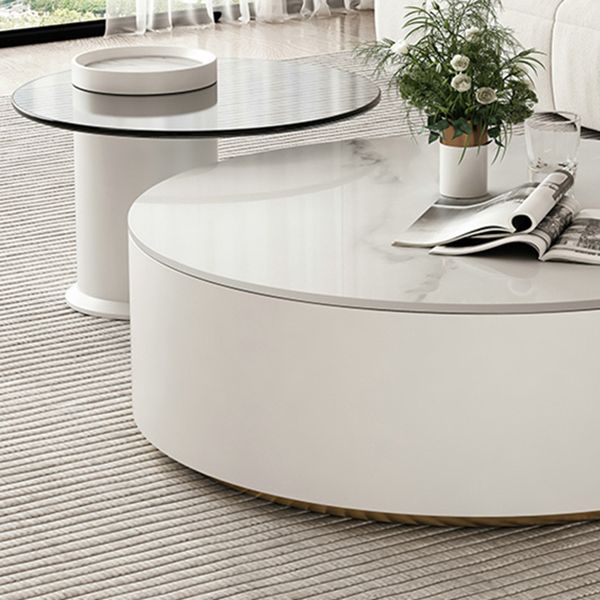 Slate Top Coffee Table Set Frame Cocktail Table with 2 Storage Drawers