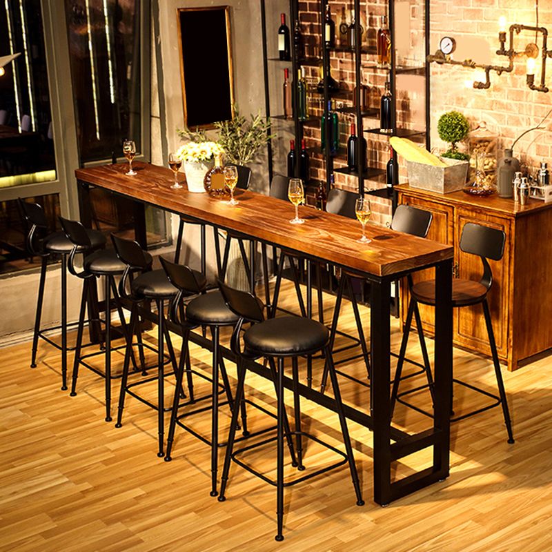 Modern Bar Table Black Iron Solid Wood Pub Table for Outdoor