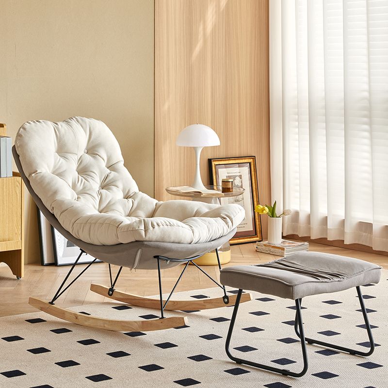 Scandinavian Parsons Chair with Beige Tufted Back and Sled Base
