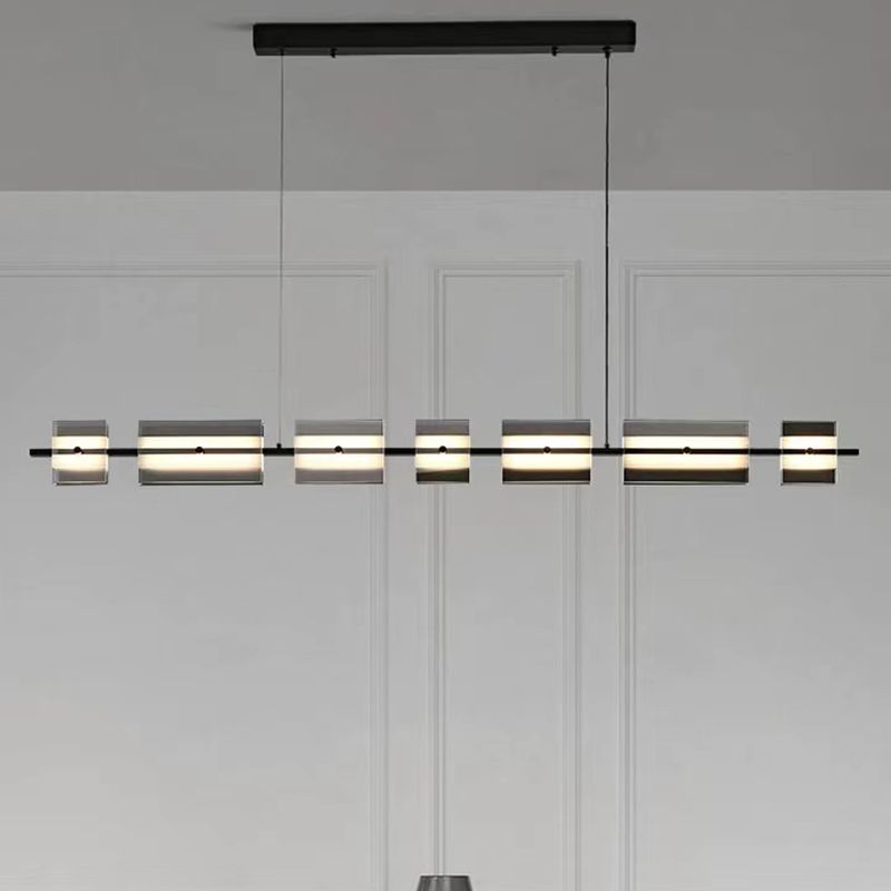 Contemporary LED Hanging Light Glass Island Light Fixture for Dining Room