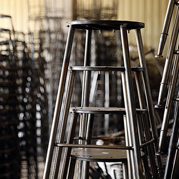Industrial Leather Bar and Counter Stool Square Stool with 4 Legs