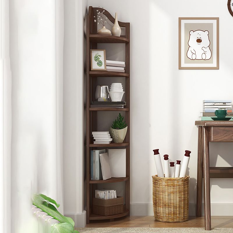 Modern Style Open Back Bookshelf Vertical Wooden Bookcase with Shelves