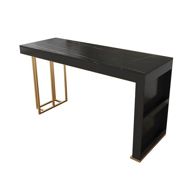 Glam Sintered Stone 1/2/3 Pieces Bar Table Set Rectangle Bar Table with Metal Legs