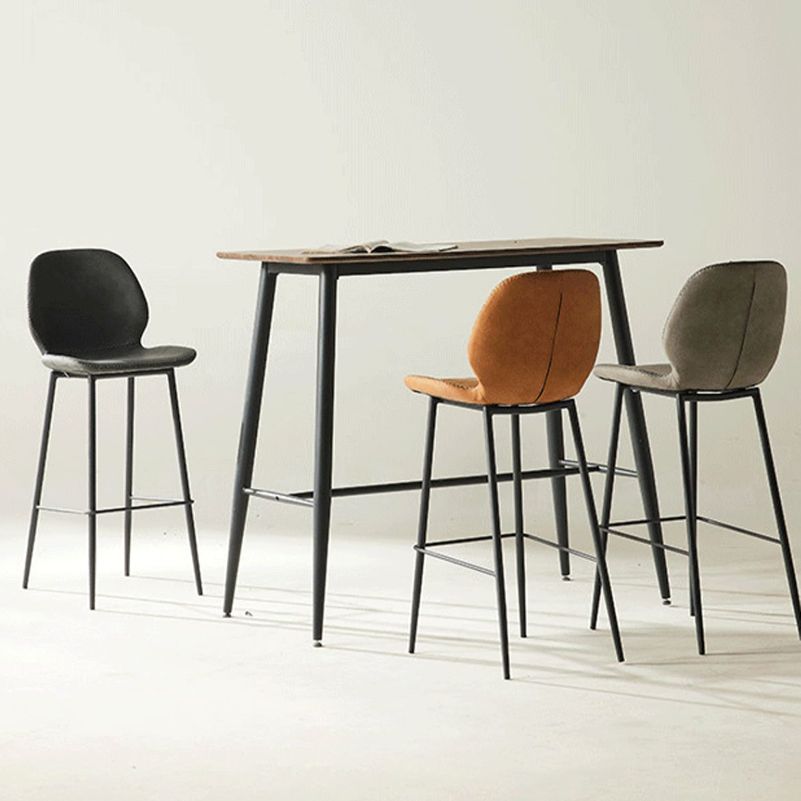 Contemporary PU Leather Bar Stool Low Back Upholstered Bar Stool