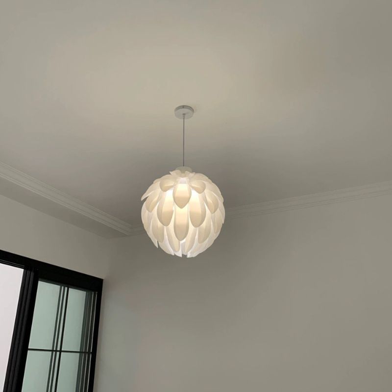 Wit led hanglamp in moderne beknopte stijl smeedijzeren hangende lamp met plastic schaduw