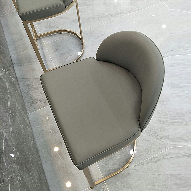 Glam Mental Leather Bar Stools Indoor Barstool with Iron Legs and Low Back