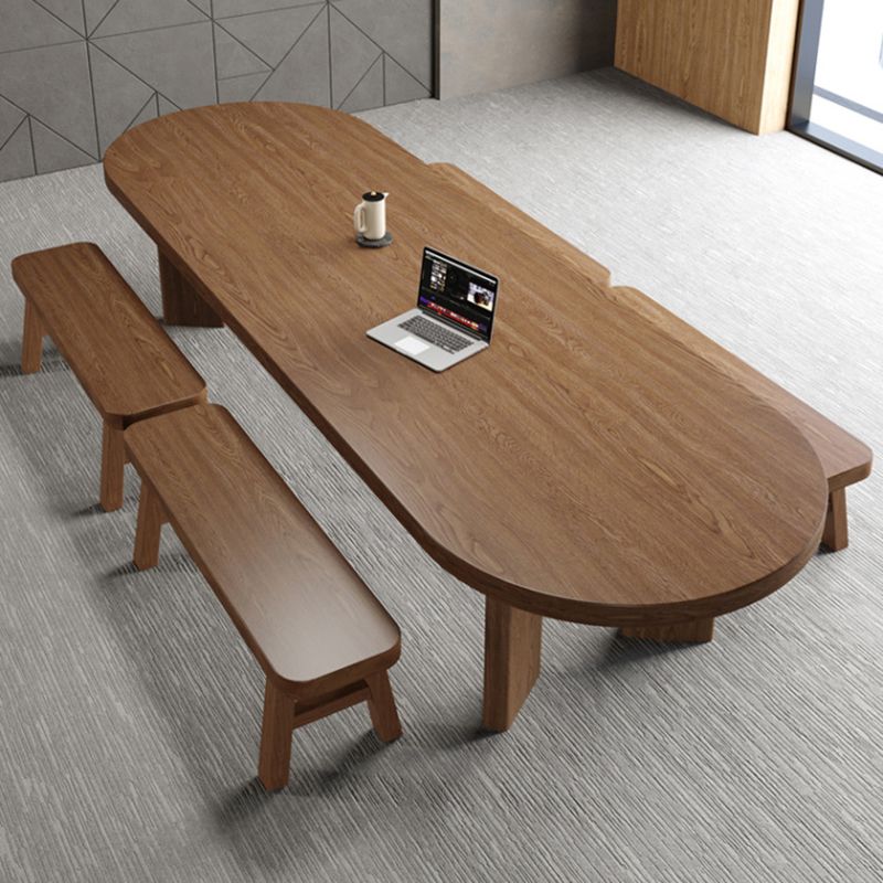 Modern Solid Wood Table for Restaurant Oval Table with 4 Legs