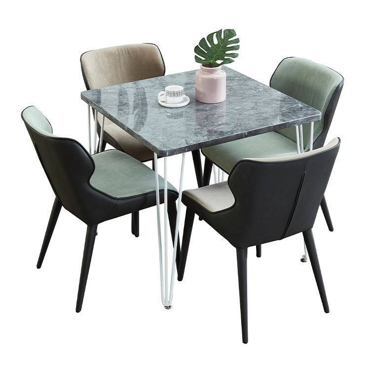 Square Sintered Stone Three-Color Dining Table Industrial 4 Legs Table for Dining Room