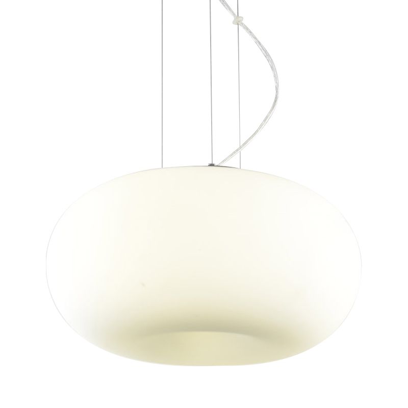 White Glass Doughnut Ceiling Pendant Light Simple Style 1 Light Hanging Light Kit, 11"/14.5"/18" Wide