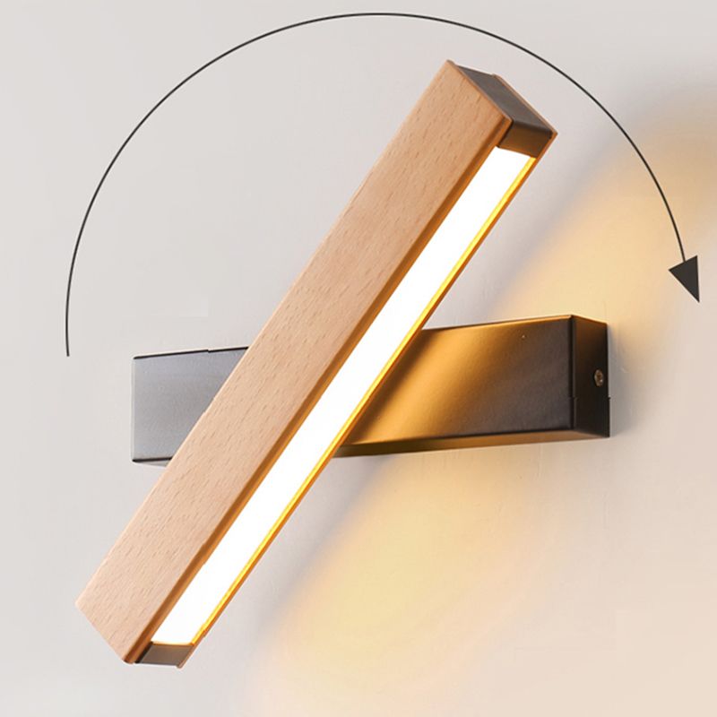 Modern Style Wall Light Strip Shape Wood 1-Light Wall Mount Light