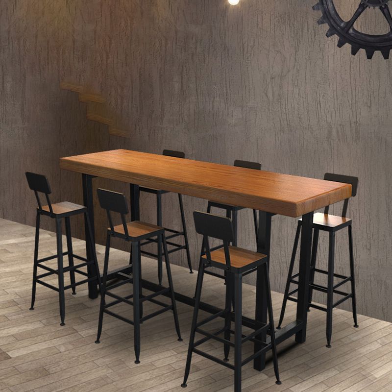 Industrial Metal Legs Indoor Bar Stool Black Base with Footrest