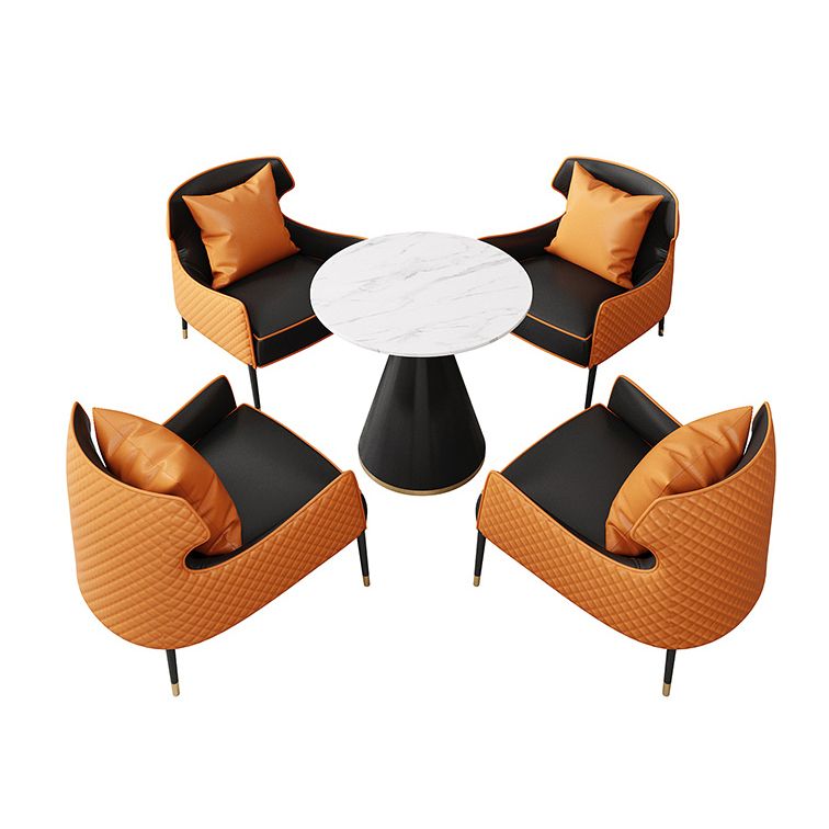 Contemporary Kitchen Dining Room Set with Round Sintered Stone Top Formal Dining Table Furniture