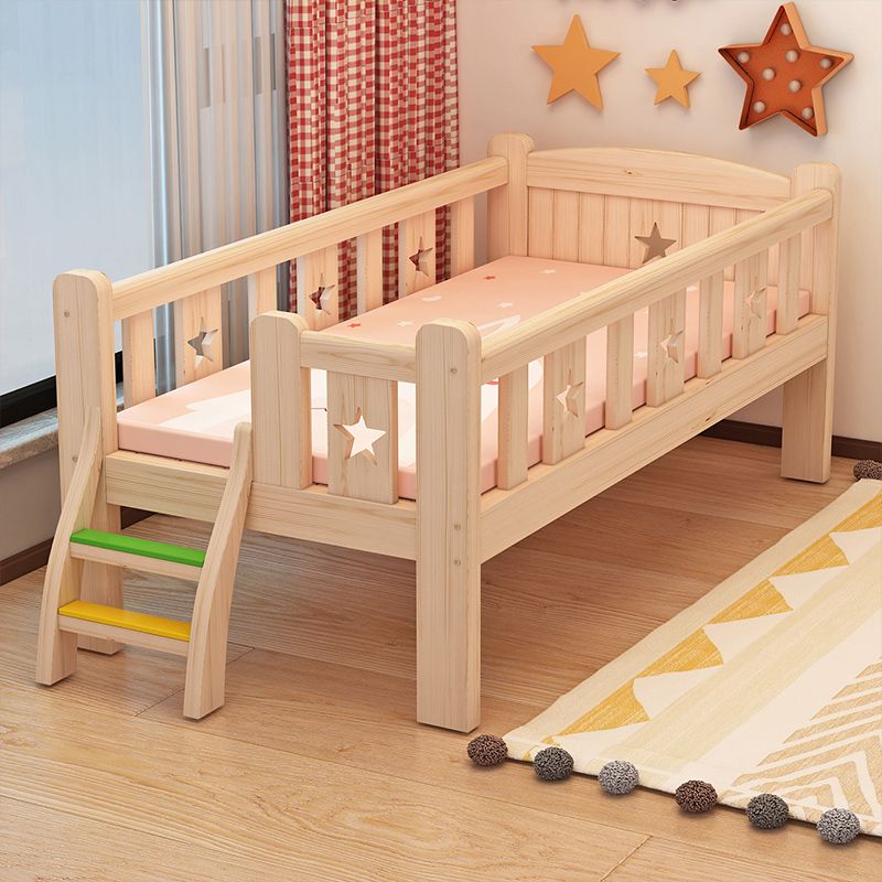 Washed Natural Solid Wood Nursery Bed Contemporary with Guardrail