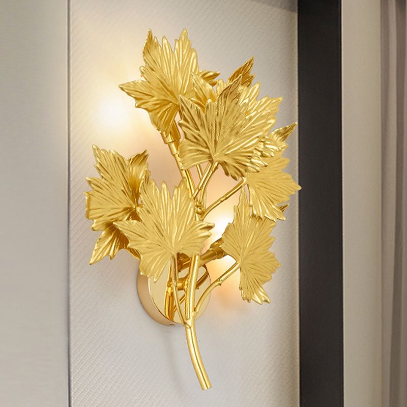 Aluminium Maple Leaf Sronce Luxury Luxury 2/8 têtes LAMPE MUR MUR MURS ROI EN GOL
