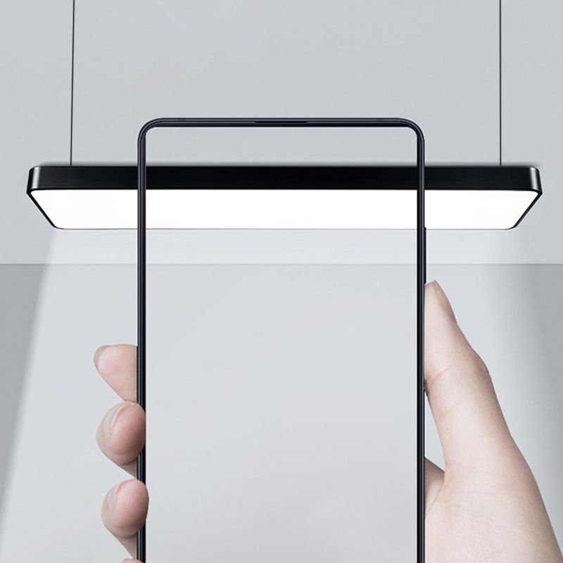 Rechteckige Anhänger Deckenleuchte zeitgenössische Acryl -LED -Büro -Anhängerbeleuchtung in Schwarz