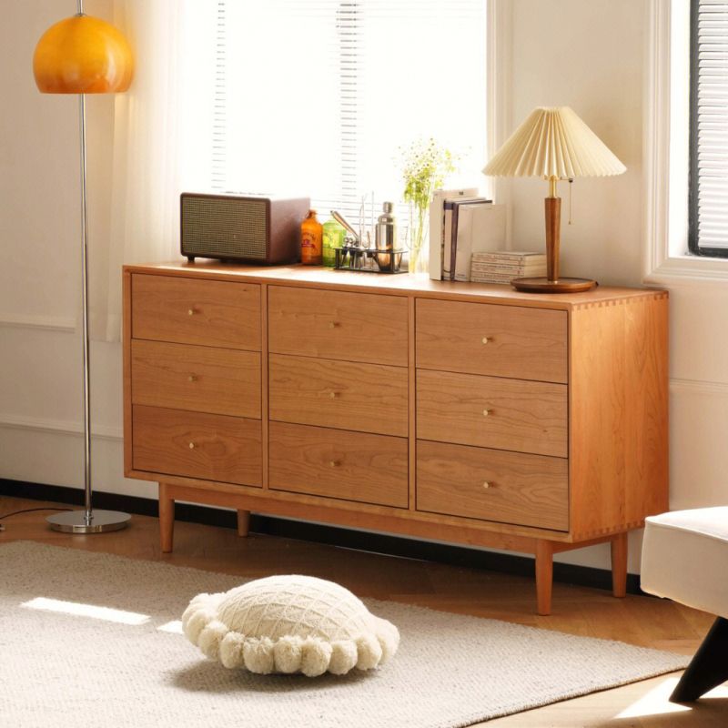 Modern Storage Chest Dresser Solid Wood Dresser with 6/9 Drawers