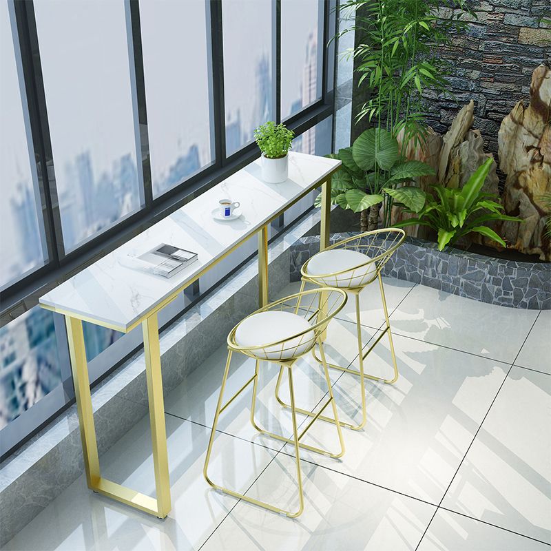 Glam Style 1/2/3/4 Pieces Faux Marble Bar Table Set Fixed Table Counter Set for Home Use