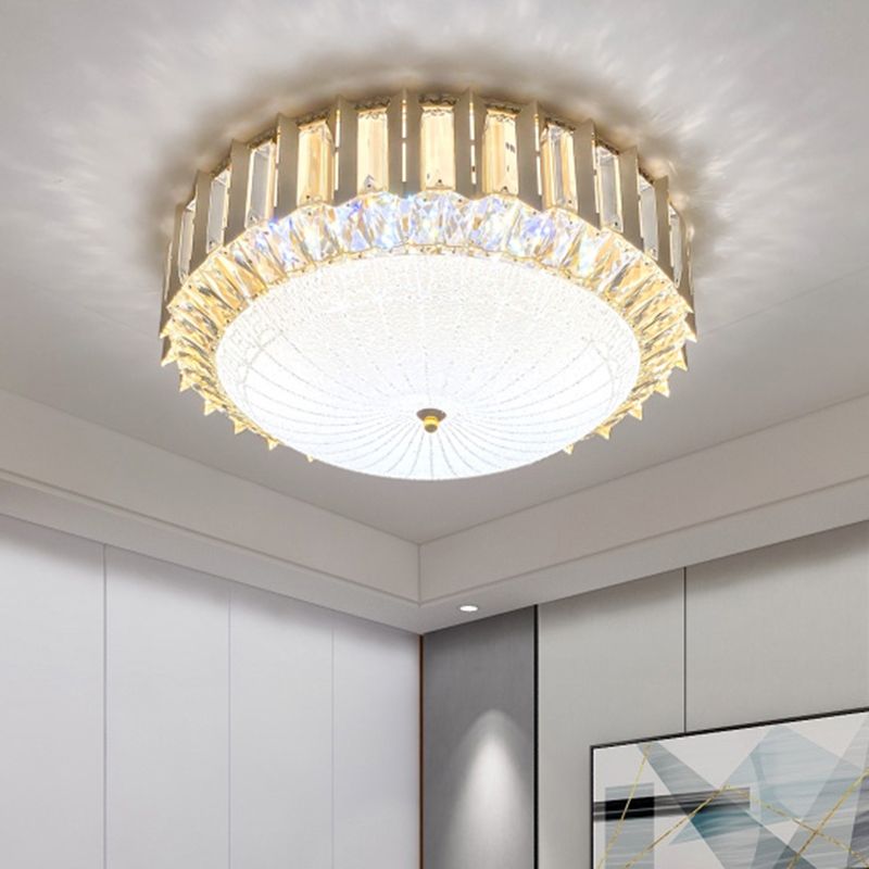 Clear Crystal Bowl Ceiling Fixture Contemporary LED Gold Flush Mount Lighting for Bedroom