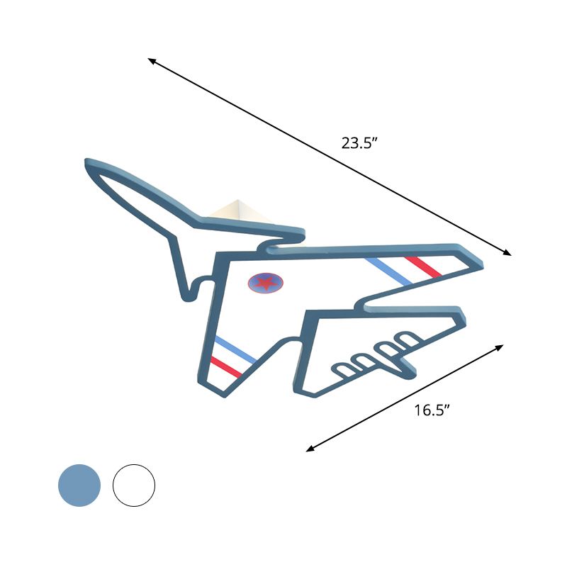Plafonnier LED en acrylique pour chambre d'enfant, avion de dessin animé, éclairage encastré, blanc/bleu