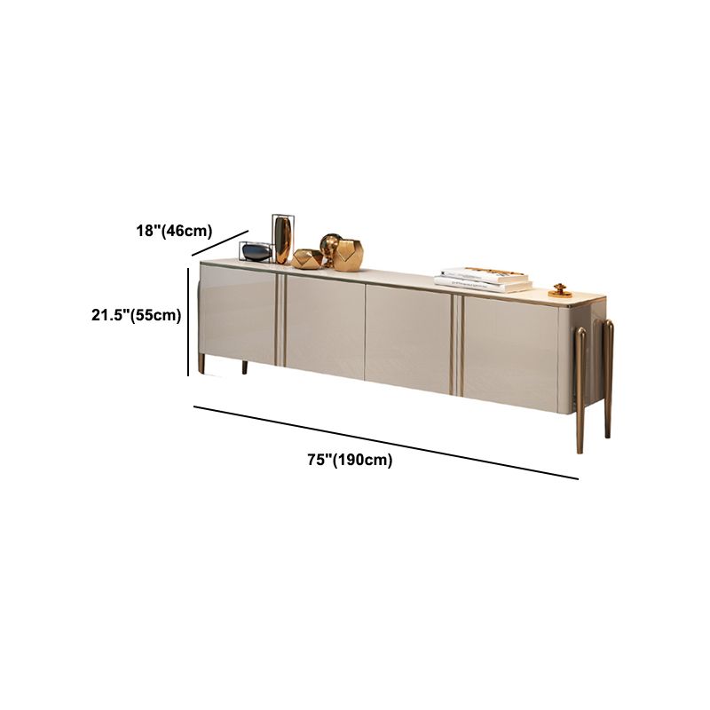 Glass Enclosed Storage TV Stand Luxury Rectangle TV Cabinet with Doors