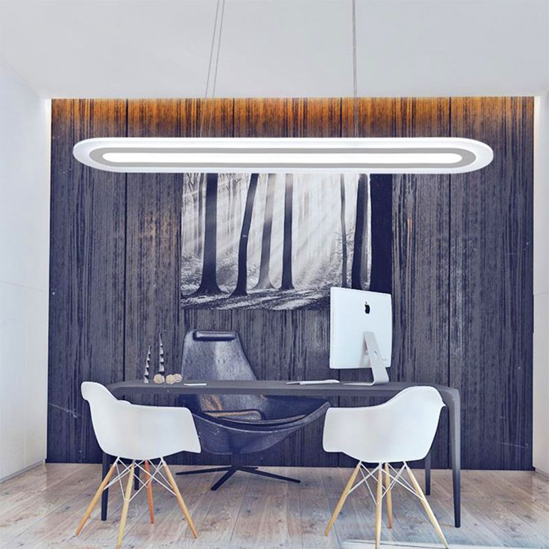 Kit de lámpara de colgante acrílico de techo ovalado blanco con luz acrílica LED en luz cálida/blanca/natural, 16 "/23.5" /31.5 "de ancho