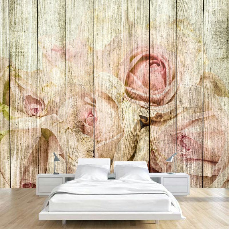 Illustration Wall Mural Wallpaper Plant Printed Wood Sitting Room Wall Mural