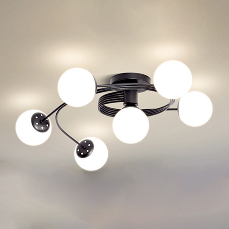 Lámpara de techo de montaje de montura de vidrio simplicidad redonda de semi rascilla luz de techo