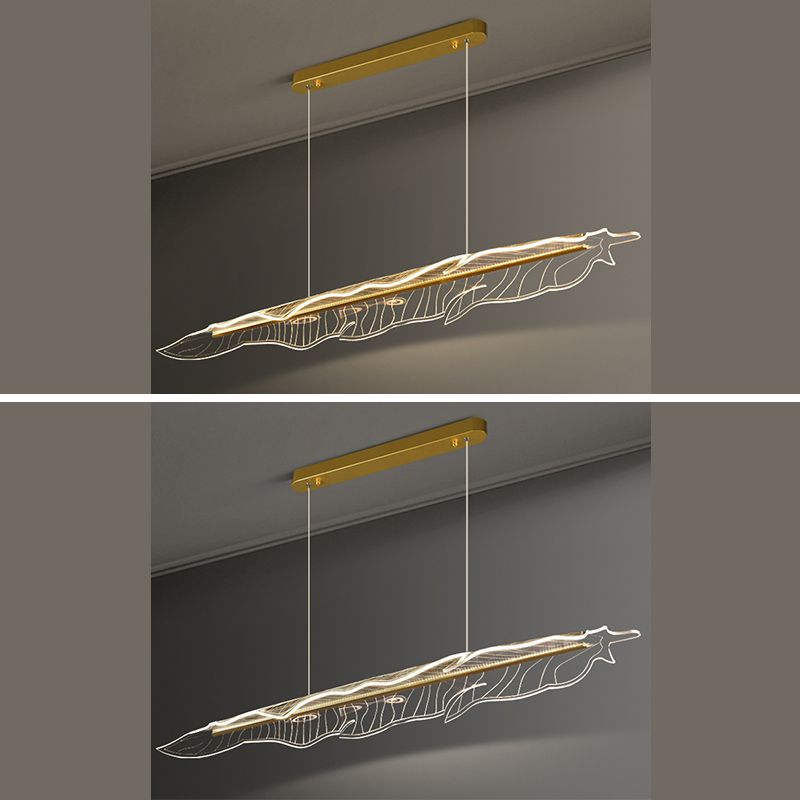 Stile contemporaneo in alluminio Luci appese a sospensione Gold Isola Linear Lucile per sala da pranzo