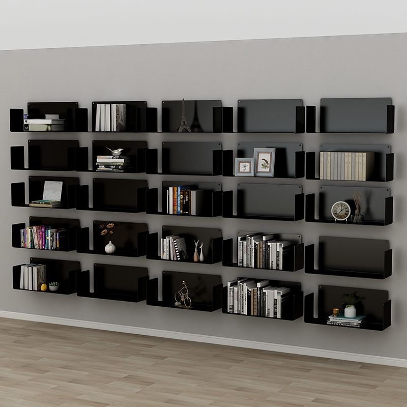 Contemporary Metal Bookshelf Floating Closed Back Bookcase with Shelves