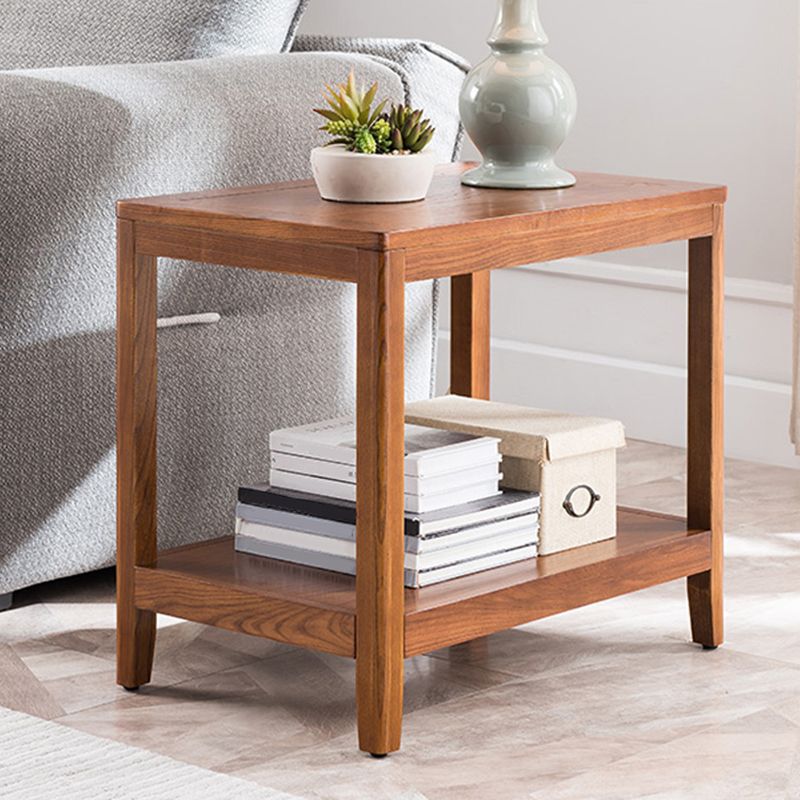 Farmhouse Wooden Side Table One Shelf Side Table with Wood Legs